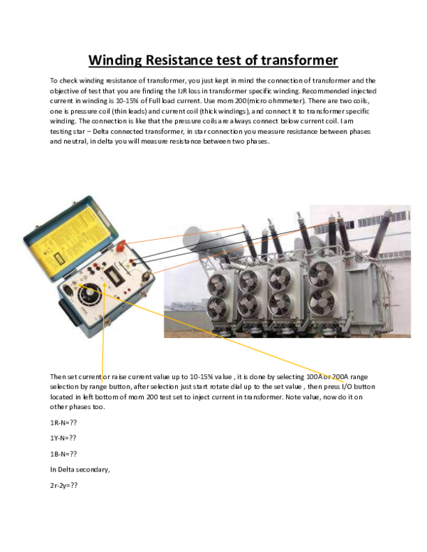 (PDF) Winding Resistance test of transformer Arsalan siddiqui