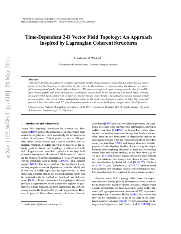 (PDF) TimeDependent 2D Vector Field Topology An Approach Inspired by