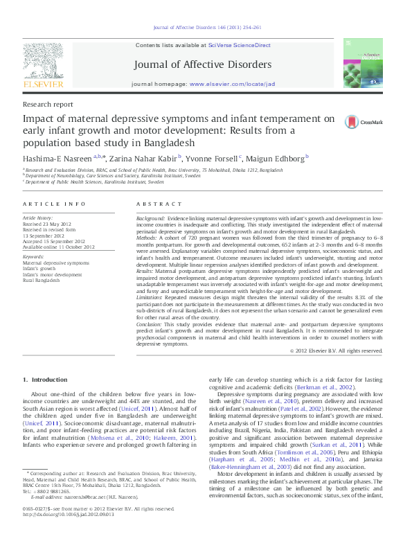(PDF) Impact of maternal depressive symptoms and infant temperament on ...