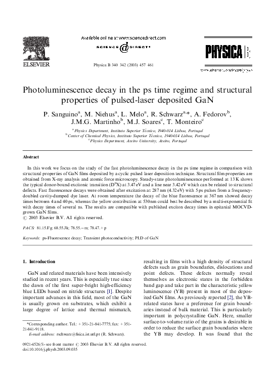 (PDF) Photoluminescence decay in the ps time regime and structural ...