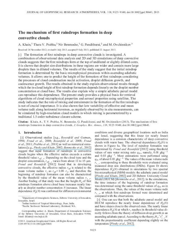 (PDF) The mechanism of first raindrops formation in deep convective clouds