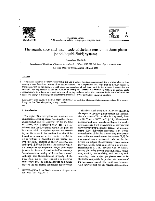 (PDF) The significance and magnitude of the line tension in three-phase ...