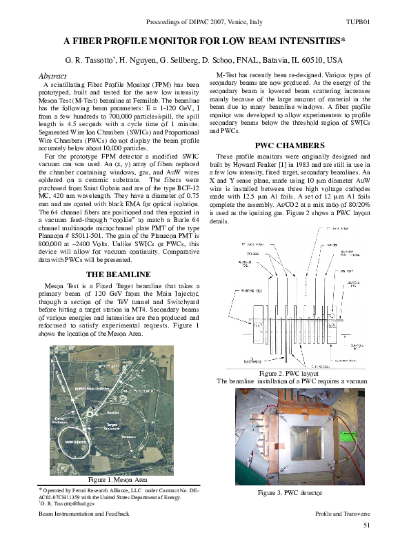 (PDF) A FIBER PROFILE MONITOR FOR LOW BEAM INTENSITIES