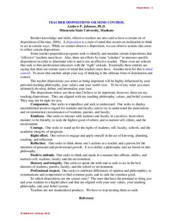 Gcu teacher dispositions image