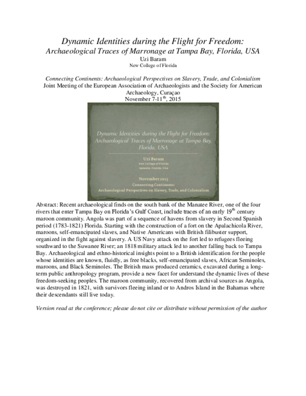 (PDF) Dynamic Identities during the Flight for Freedom: Archaeological ...