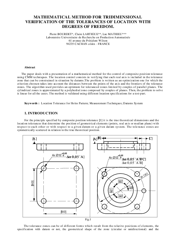 (PDF) Mathematical method for tridimensional verification of tolerances ...