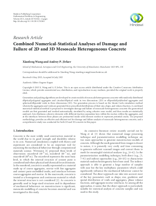 (PDF) Combined numerical-statistical analyses of Damage and Failure of ...