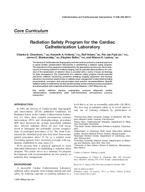 (PDF) Radiation safety program for the cardiac catheterization
