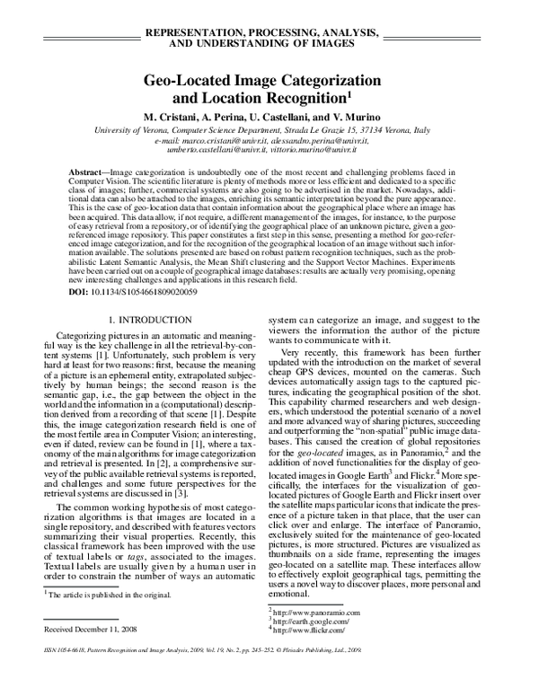 (PDF) Geo-located image categorization and location recognition