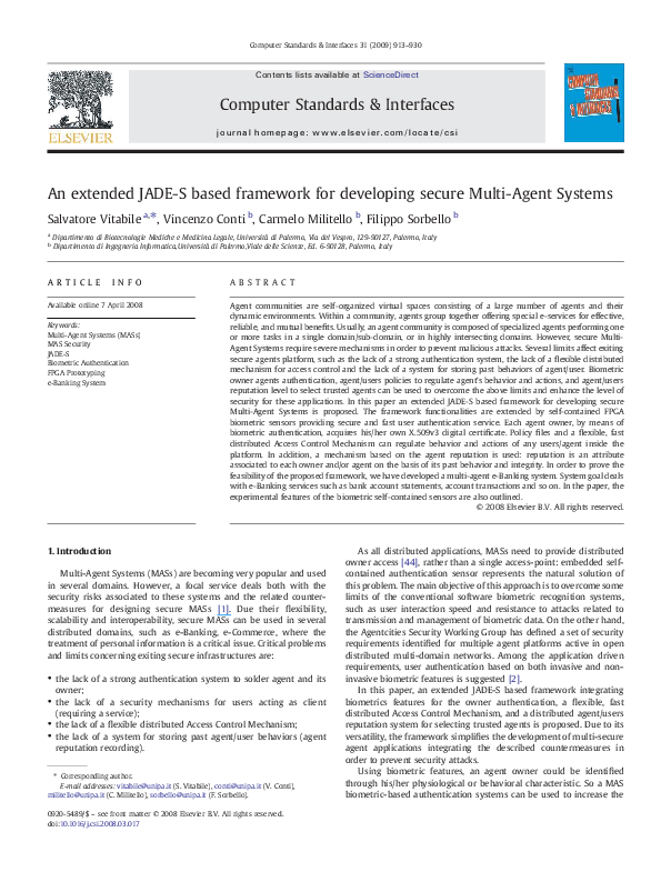 (PDF) An extended JADE-S based framework for developing secure Multi ...