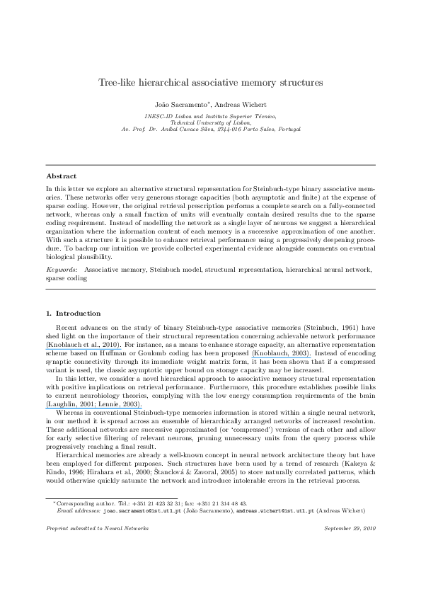 Pdf Tree Like Hierarchical Associative Memory Structures Pdf Tree Like Hierarchical Associative Memory Structures