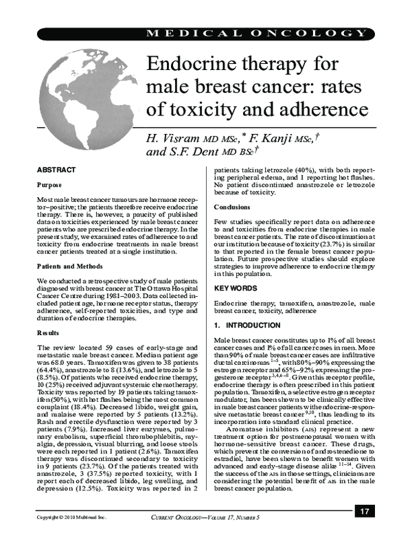 (PDF) Endocrine therapy for male breast cancer: rates of toxicity and ...