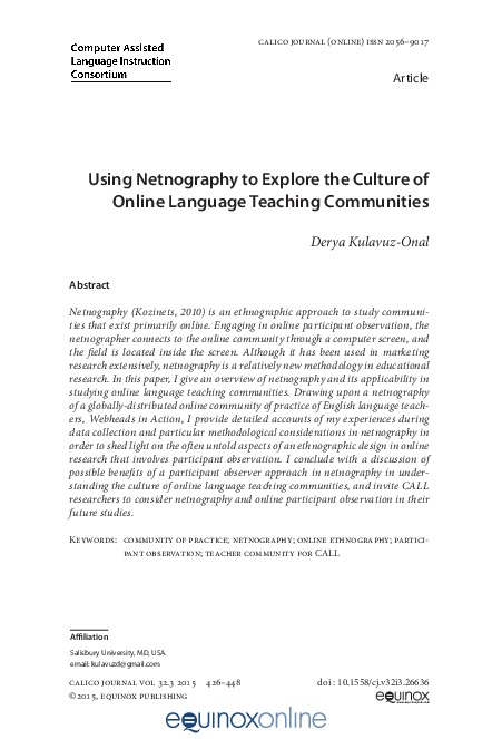 (PDF) Using Netnography to Explore the Culture of Online Language ...