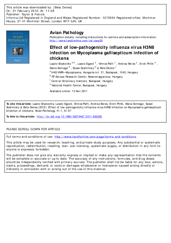 (PDF) Effect of low-pathogenicity influenza virus H3N8 infection on ...