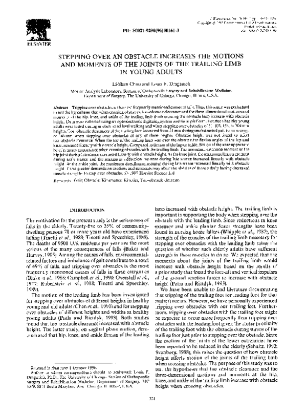 (PDF) Stepping over an obstacle increases the motions and moments of ...