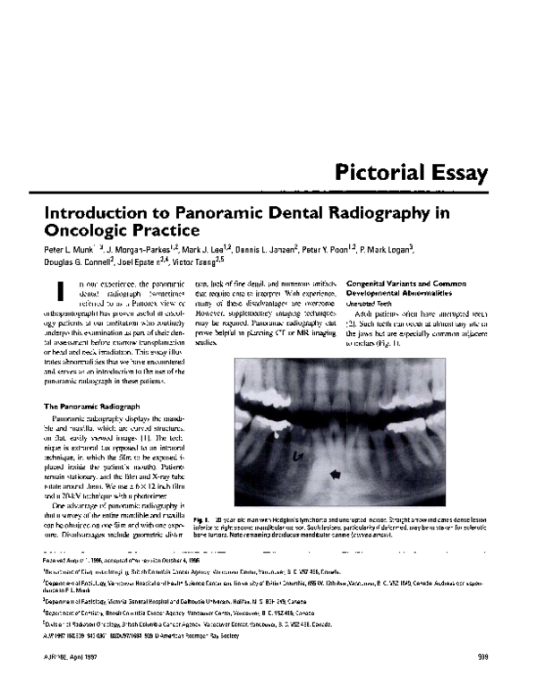 (PDF) Introduction to panoramic dental radiography in oncologic