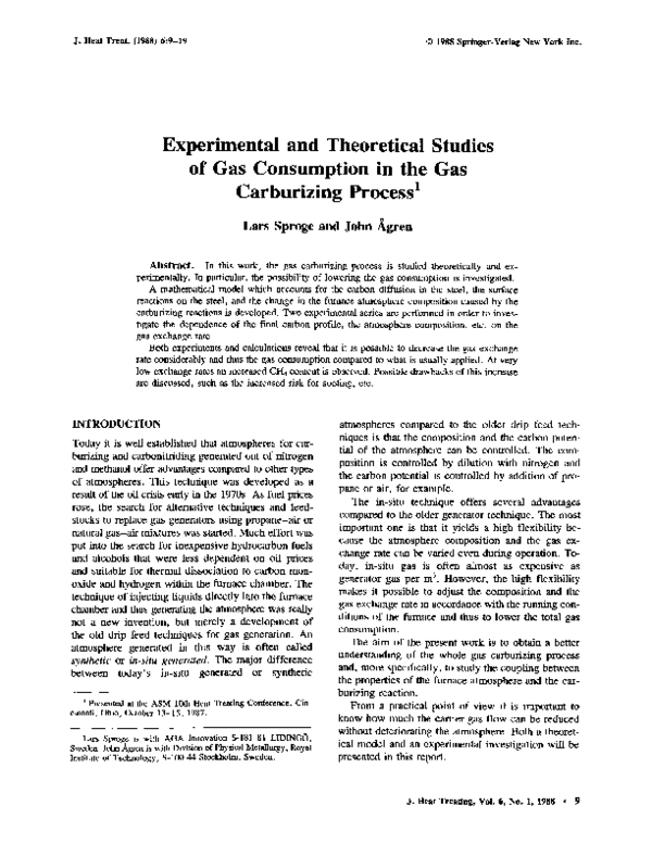 (PDF) Experimental and theoretical studies of gas consumption in the ...