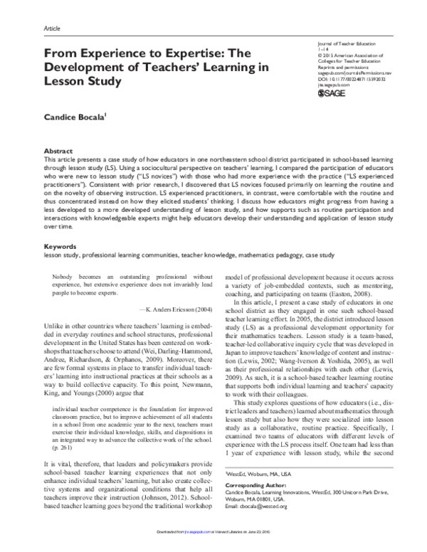 Pdf From Experience To Expertise The Development Of Teachers