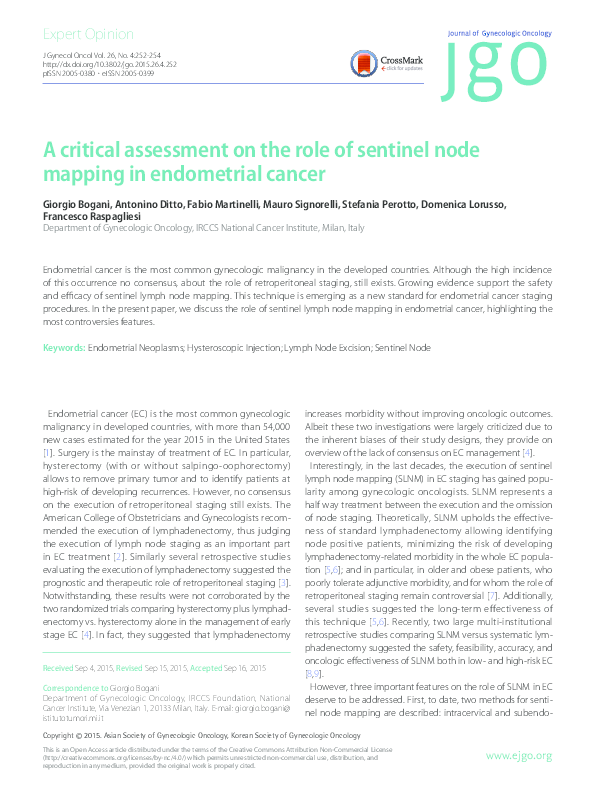 (PDF) A critical assessment on the role of sentinel node mapping in ...
