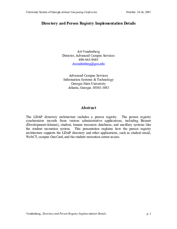 Pdf Directory And Person Registry Implementation Details Art