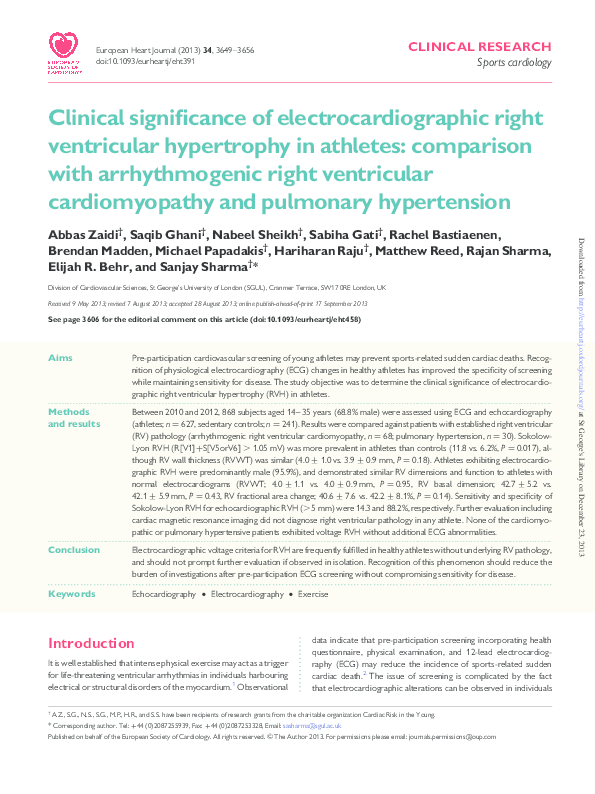 (PDF) Clinical significance of electrocardiographic right ventricular ...