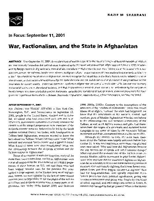 (PDF) War, Factionalism, and the State in Afghanistan