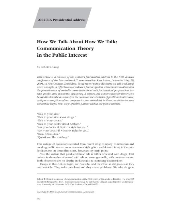 (PDF) How We Talk About How We Talk: Communication Theory in the Public ...