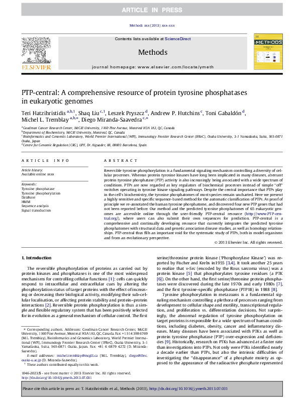 (PDF) PTP-central: A comprehensive resource of protein tyrosine ...