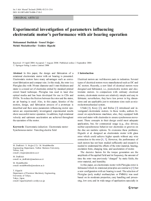 (PDF) Experimental investigation of parameters influencing ...