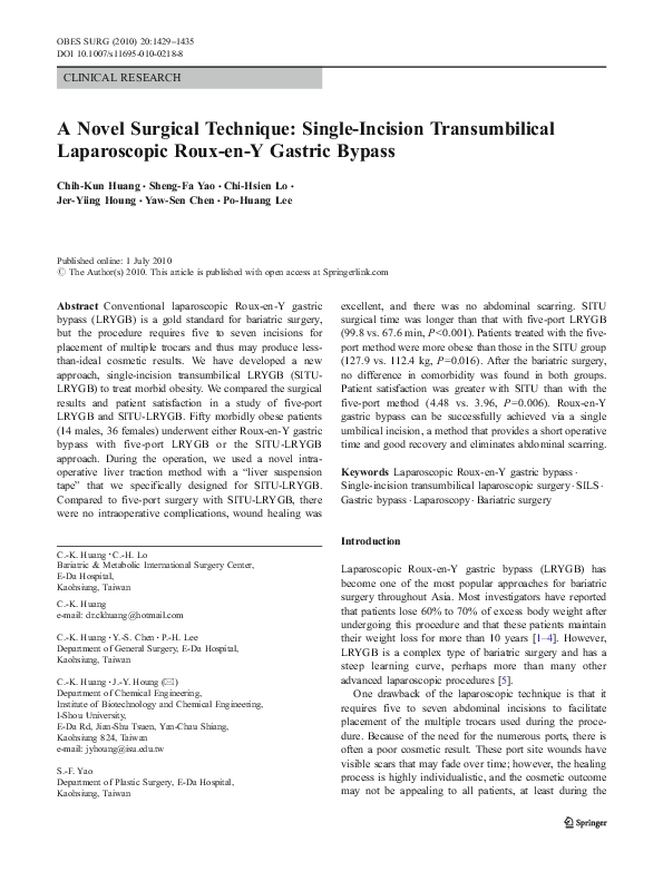 (PDF) A Novel Surgical Technique: Single-Incision Transumbilical ...