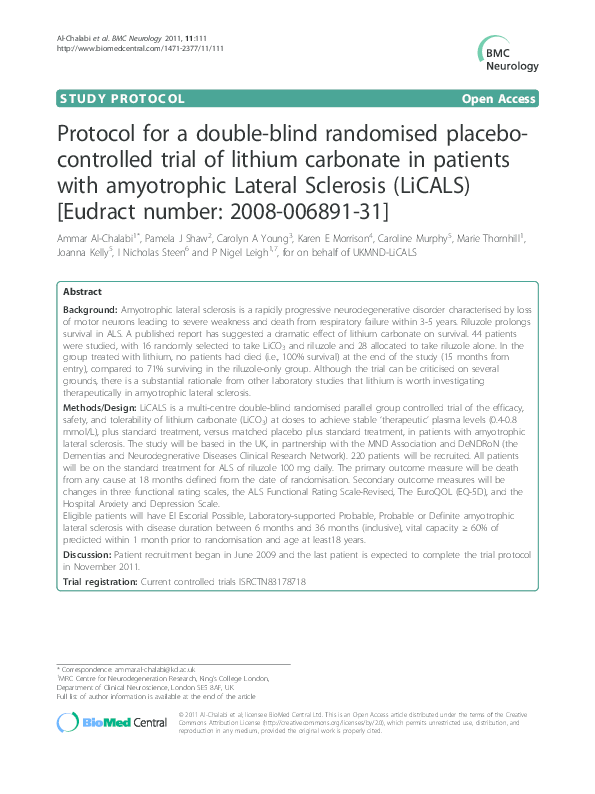 (PDF) Protocol for a double-blind randomised placebo-controlled trial ...