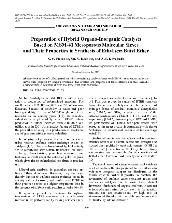 (PDF) Preparation of Hybrid Organo-Inorganic Catalysts Based on MSM-41 ...