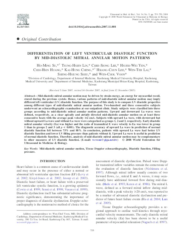 (PDF) Differentiation of Left Ventricular Diastolic Function by Mid ...