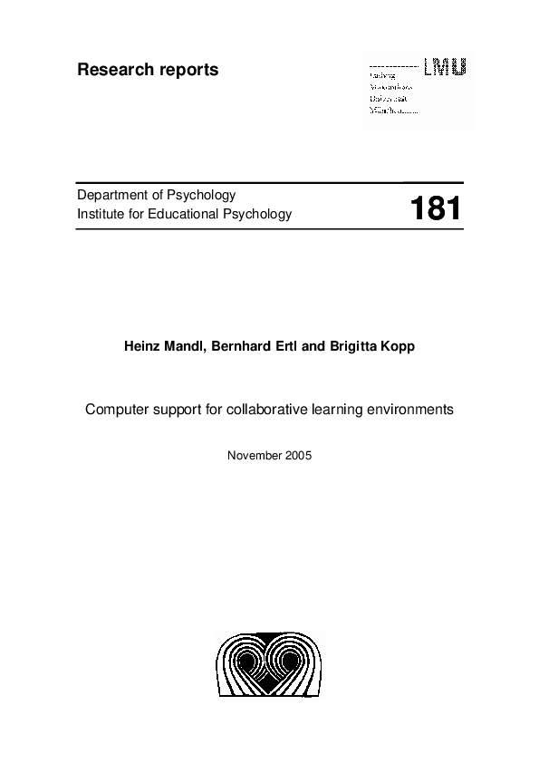(PDF) Computer support for collaborative learning environments