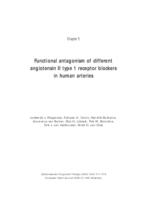 (PDF) Functional antagonism of different angiotensin II type I receptor ...