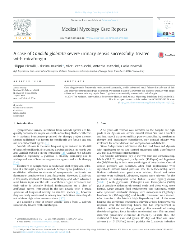 (PDF) A case of Candida glabrata severe urinary sepsis successfully