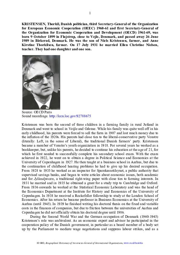 (PDF) Thorkil Kristensen, in Biographical Dictionary of Secretaries