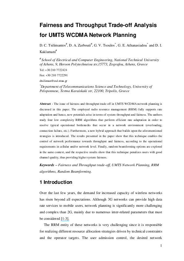 (PDF) Fairness and Throughput Trade-Off Analysis for UMTS WCDMA Network ...