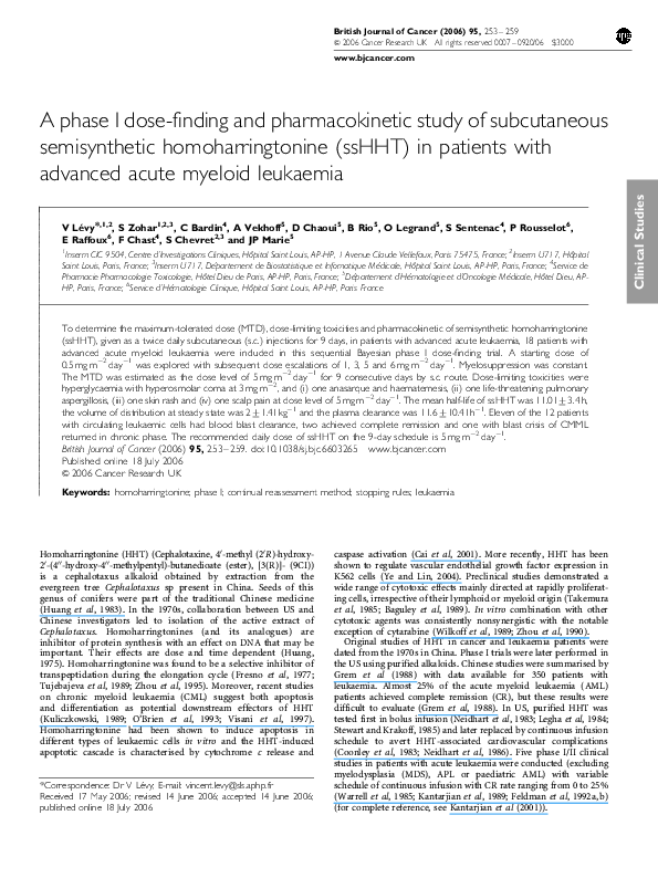(PDF) A phase I dose-finding and pharmacokinetic study of subcutaneous ...