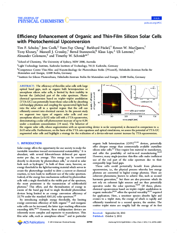 (PDF) Efficiency Enhancement of Organic and Thin-Film Silicon Solar ...