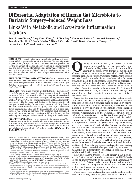 (PDF) Differential Adaptation of Human Gut Microbiota to Bariatric ...
