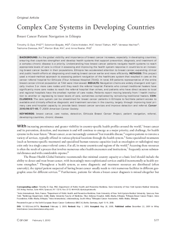 (PDF) Complex care systems in developing countries
