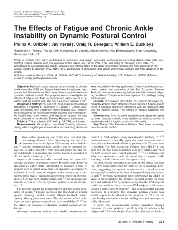 (PDF) The Effects of Fatigue and Chronic Ankle Instability on Dynamic ...
