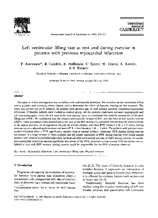 (PDF) Left ventricular filling rate at rest and during exercise in ...