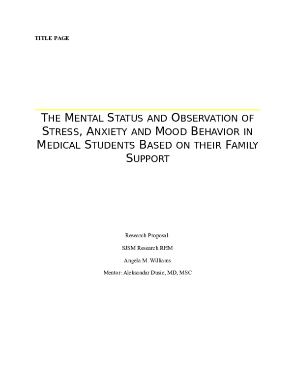 Research Proposal Cover Page