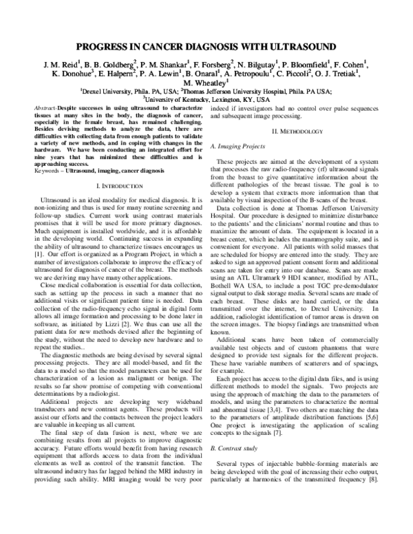 (PDF) Progress in cancer diagnosis with ultrasound