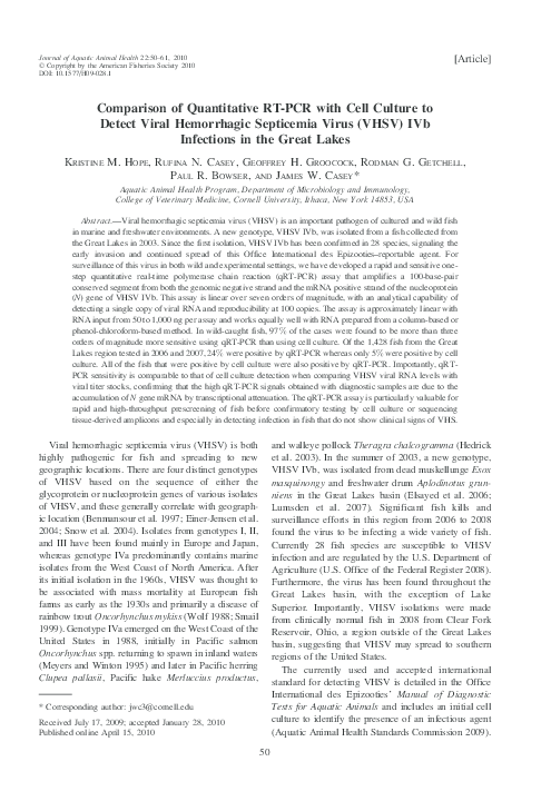 (PDF) Comparison of Quantitative RT-PCR with Cell Culture to Detect ...
