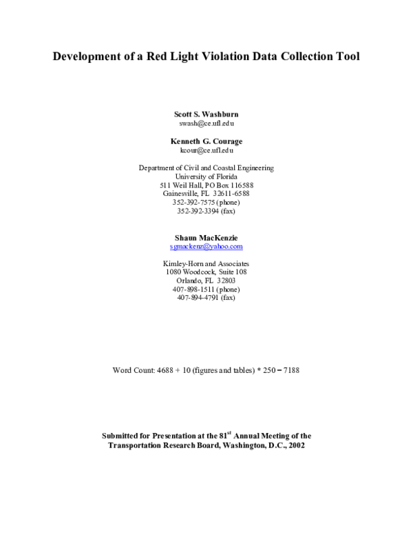 (PDF) Development of a Red Light Violation Data Collection Tool
