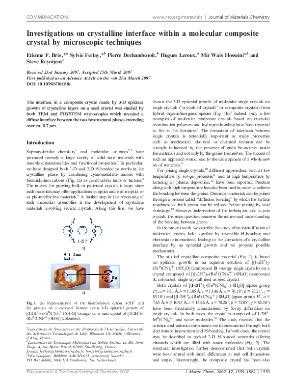 (PDF) Investigations on crystalline interface within a molecular ...