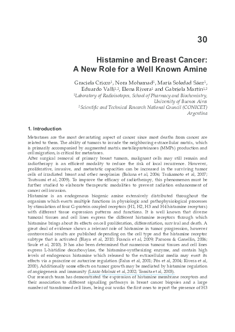 (PDF) Histamine and Breast Cancer: A New Role for a Well Known Amine